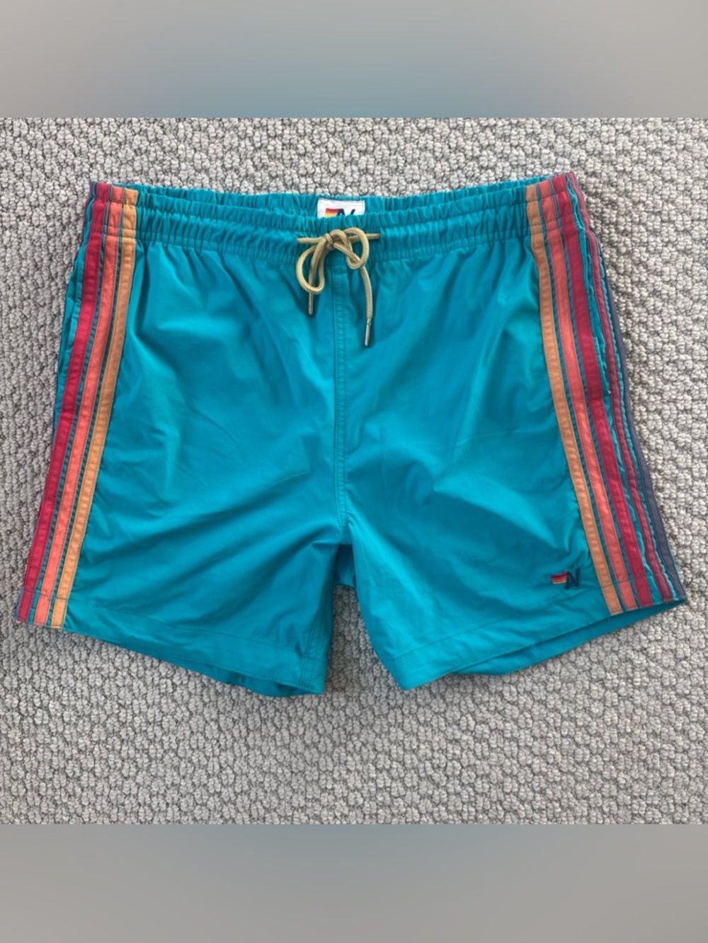 Aviator Nation Men's 29 x 5 Blue 5 Stripe Flex Swim Trunks Board Shorts Resort